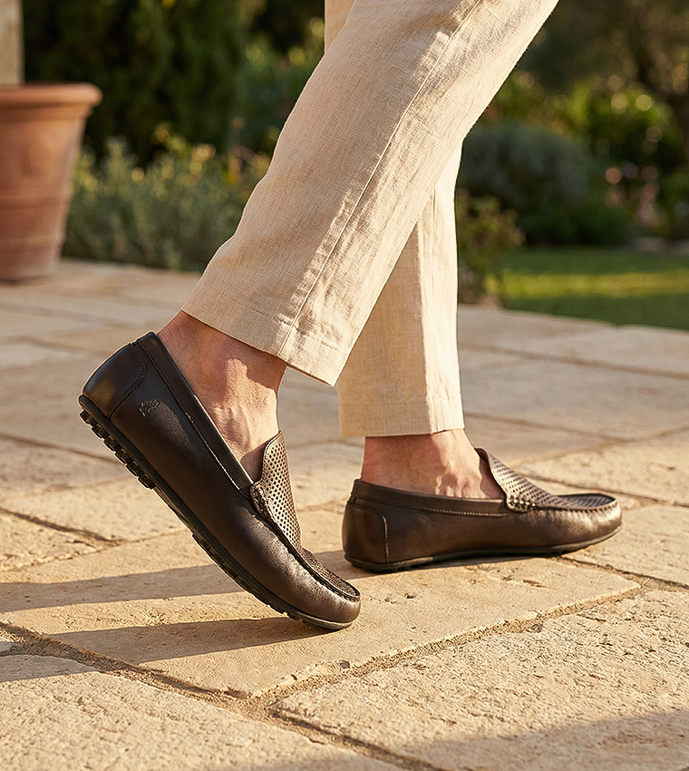 Textured Leather Loafers