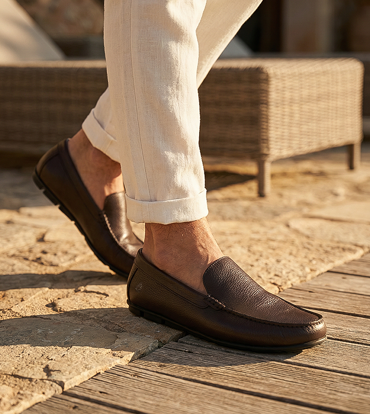Textured Leather Loafers