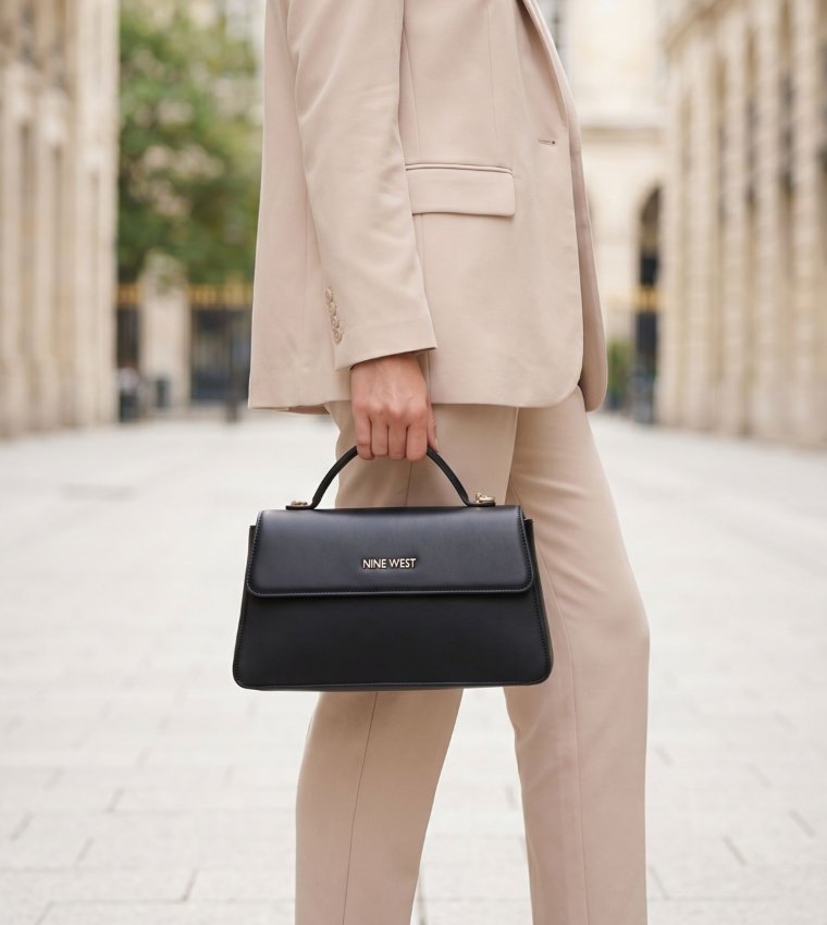 Logo Detail Flap Top-Handle Bag