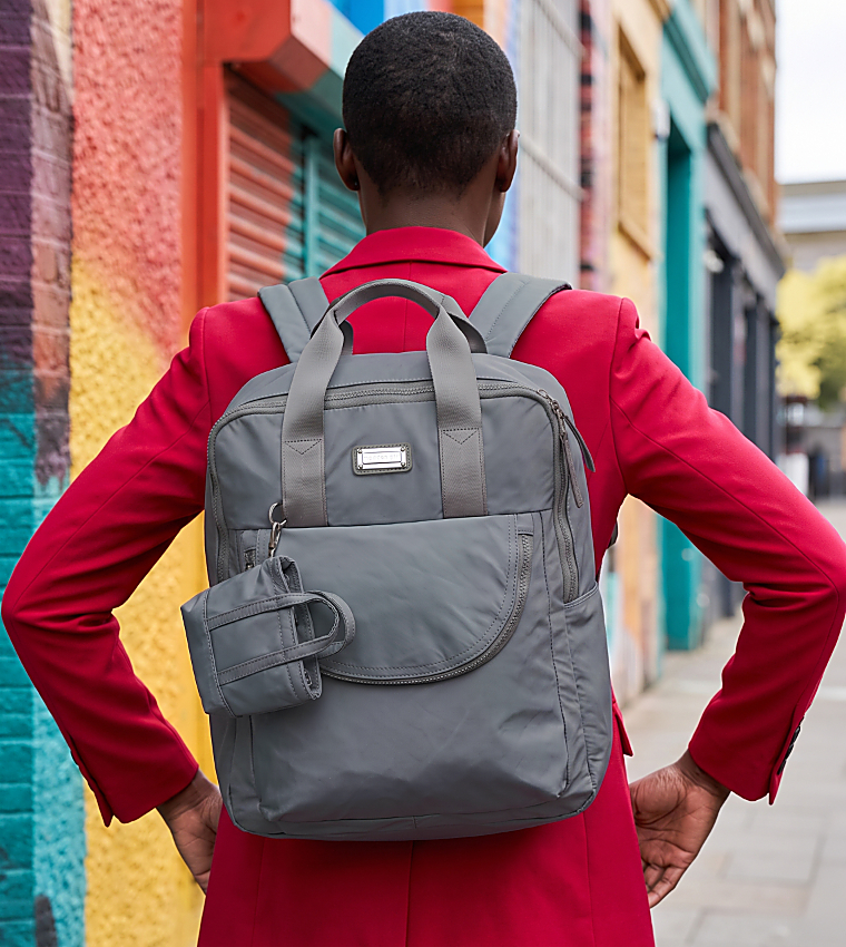 Solid Front Pocket Convertible Backpack