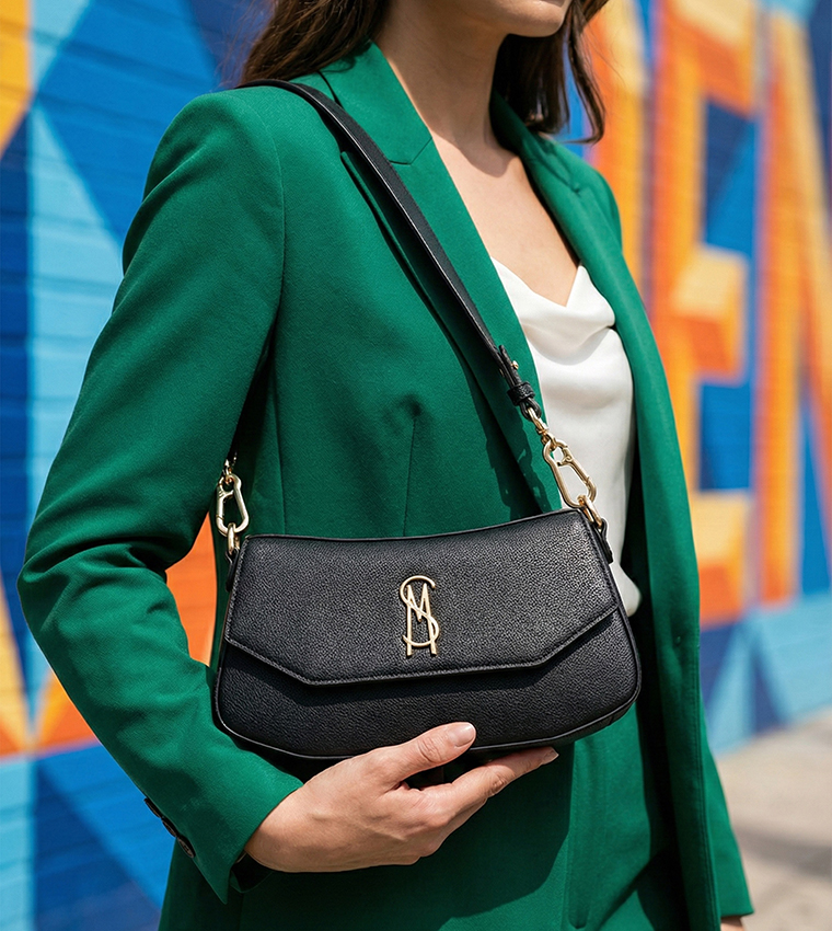 BLYON Textured Flap Shoulder Bag