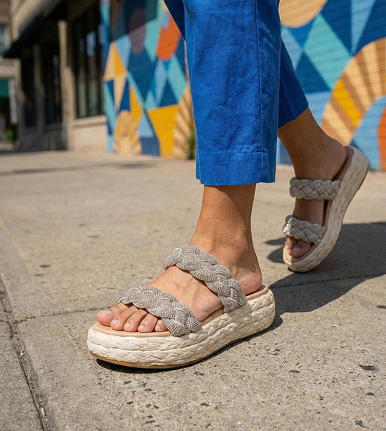 GALLIE Embellished Espadrille Platform Sandals