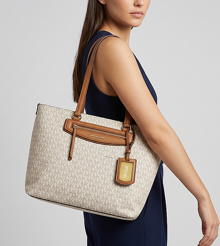 Monogram Patterned Zip Tote Bag