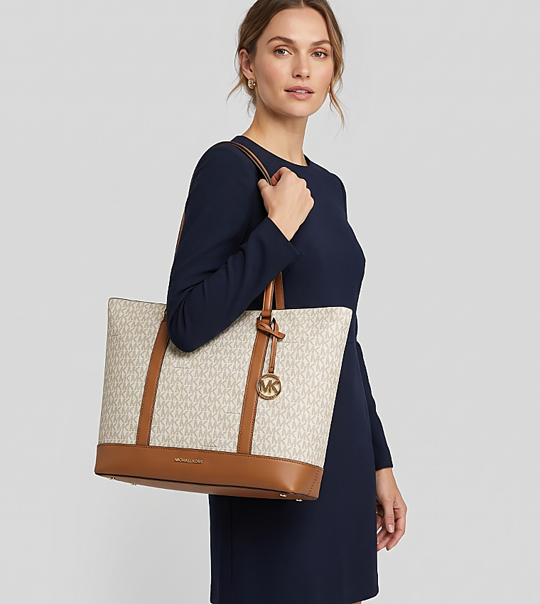 Monogram Patterned Zip Tote Bag