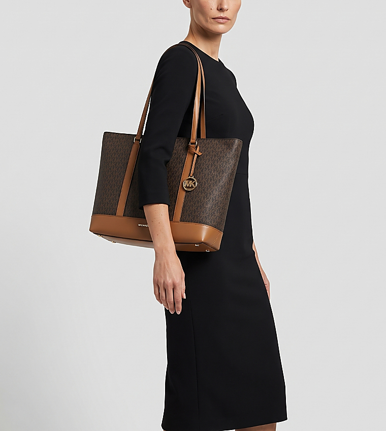 Monogram Patterned Zip Tote Bag
