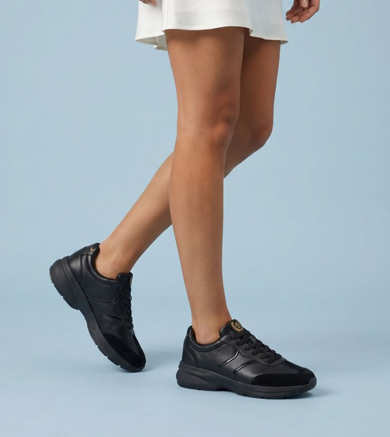 CLUBCHIC Textured Lace-Up Sneakers