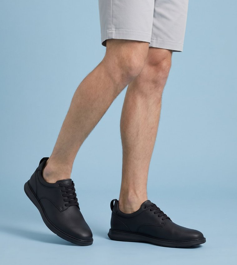 PRETH Textured Lace-Up Shoes