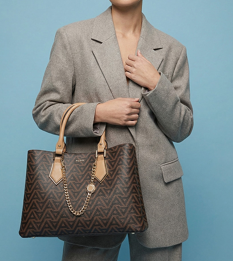 BAELI Monogram Patterned Zippered Satchel Bag