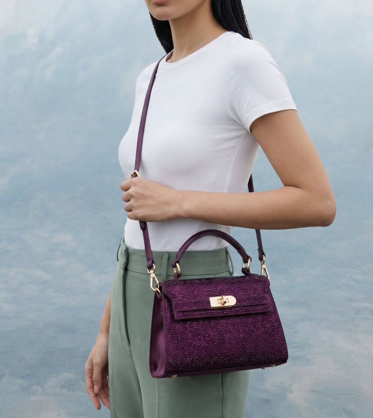 JOSYE Embellished Flap Top Handle Bag
