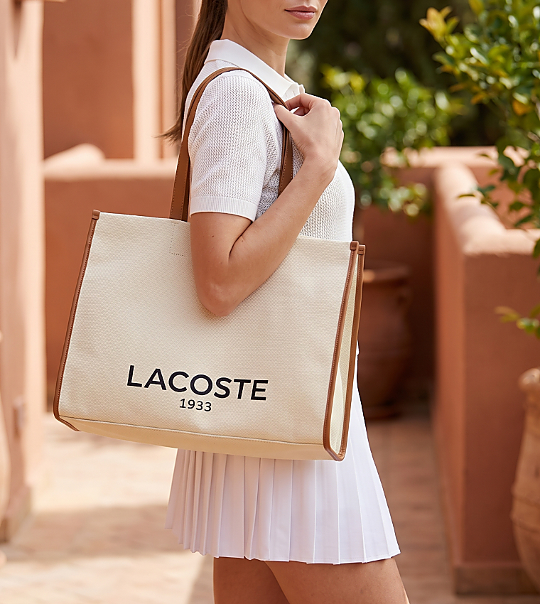 Logo Printed Snap Button Tote Bag