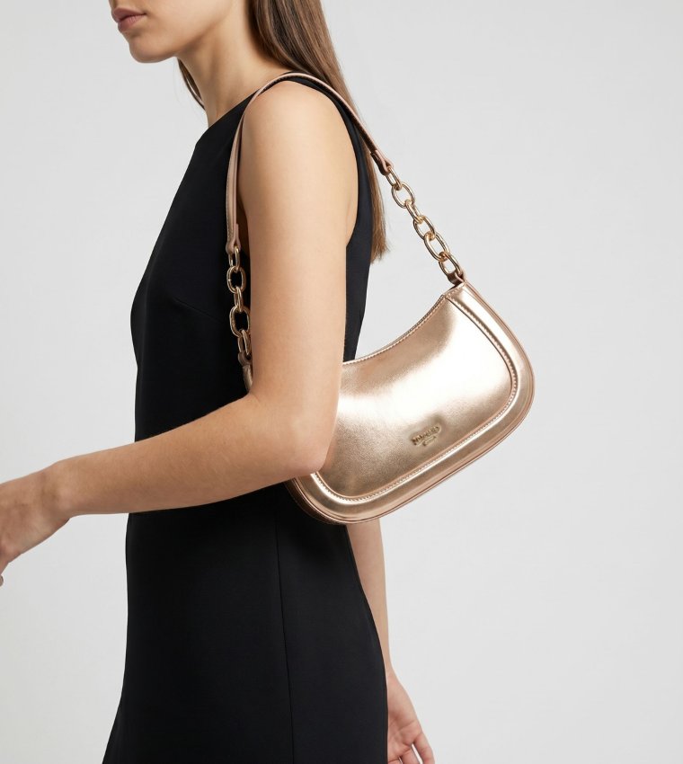DIRECTION Logo Detail Metallic Shoulder Bag