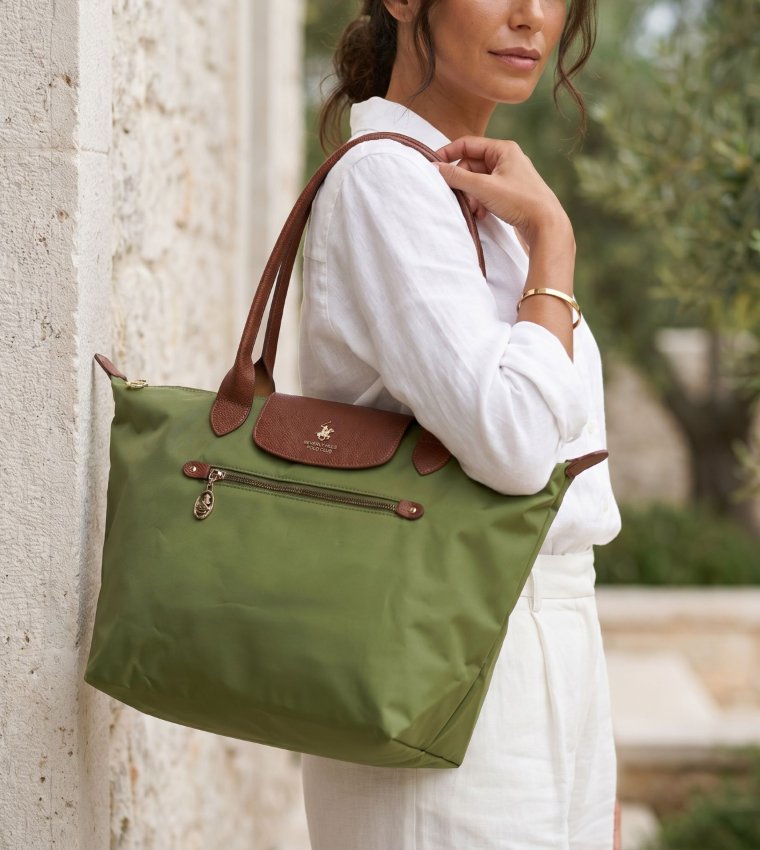 Logo Detail Contrast Detail Tote Bag