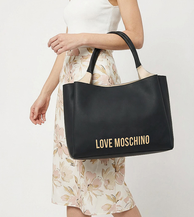 Buy Love Moschino Logo Detail Tote Bag In BLACK | 6thstreet Kuwait