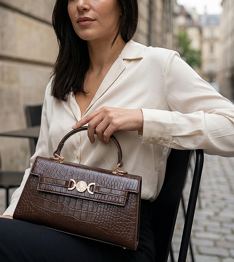 شنطة يد بنقشة جلد تمساح 