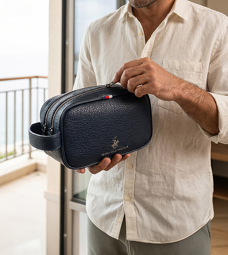 Logo Detail Zippered Toiletry Bag