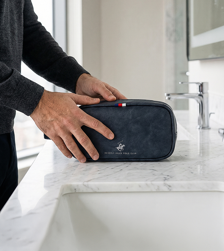 Logo Detail Zippered Toiletry Bag