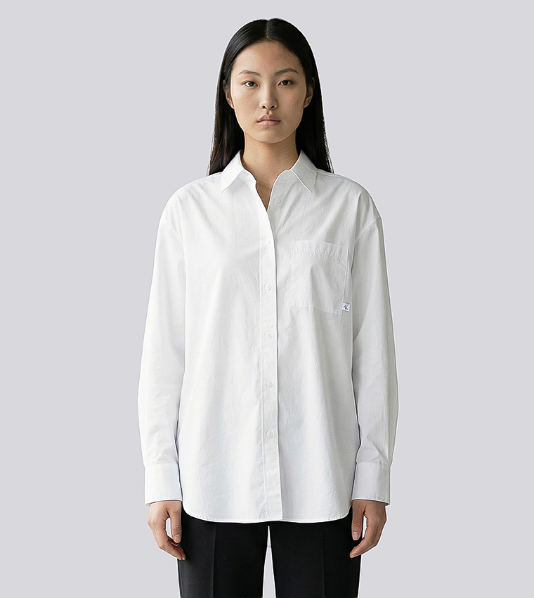 Solid Long Sleeves Oversized Shirt
