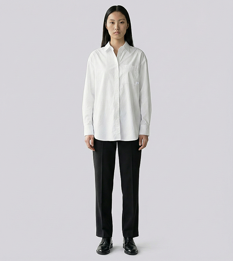 Solid Long Sleeves Oversized Shirt