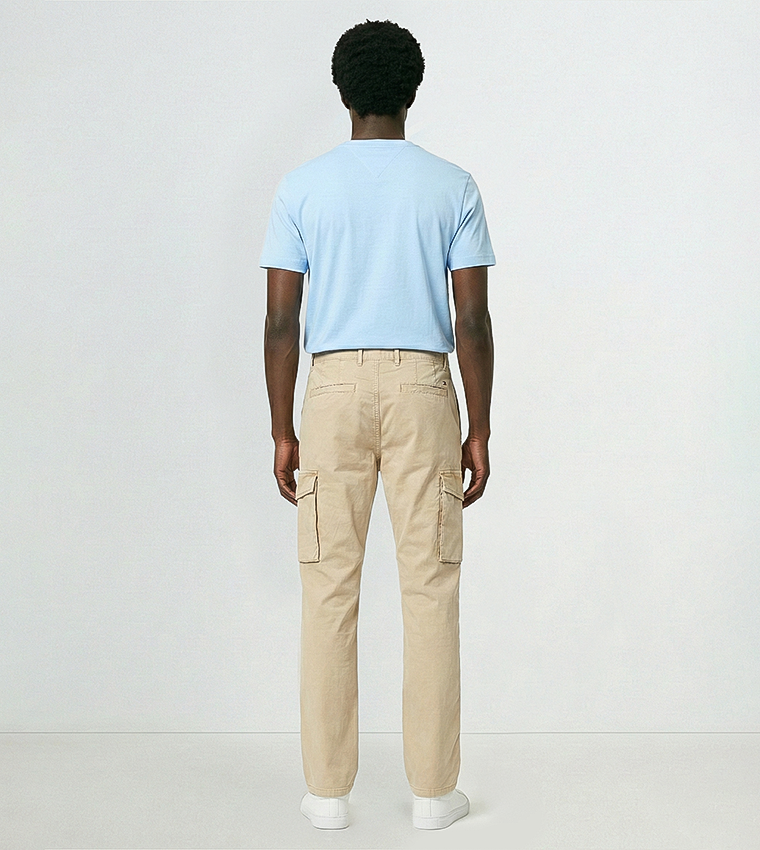 بنطلون كارغو تويل بخصر متوسط 