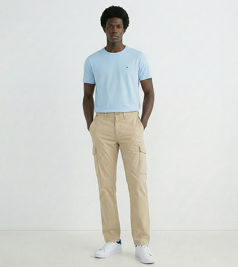 بنطلون كارغو تويل بخصر متوسط 