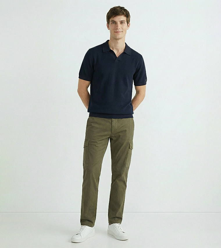 بنطلون كارغو تويل بخصر متوسط 