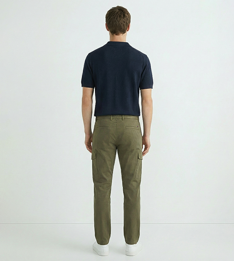 بنطلون كارغو تويل بخصر متوسط 