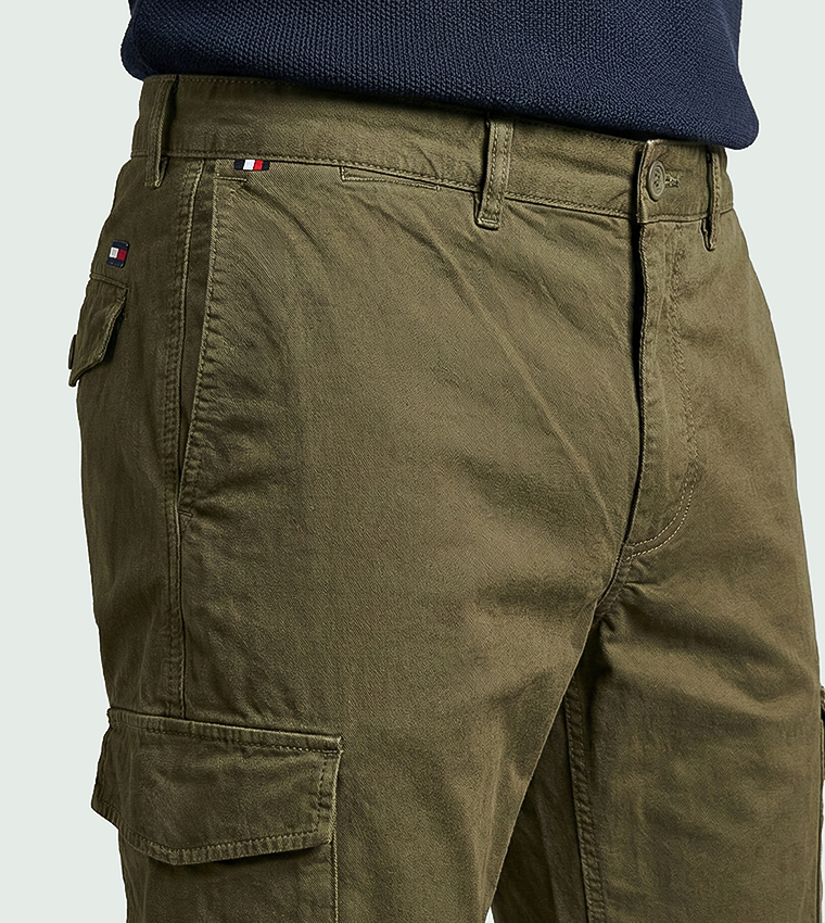 بنطلون كارغو تويل بخصر متوسط 