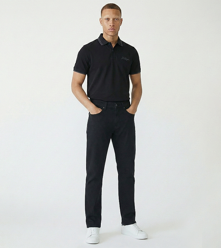 Washed Mid Rise Straight Fit Jeans