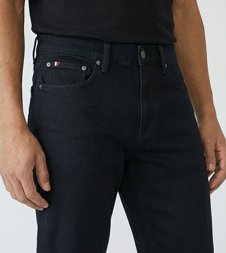 Washed Mid Rise Straight Fit Jeans