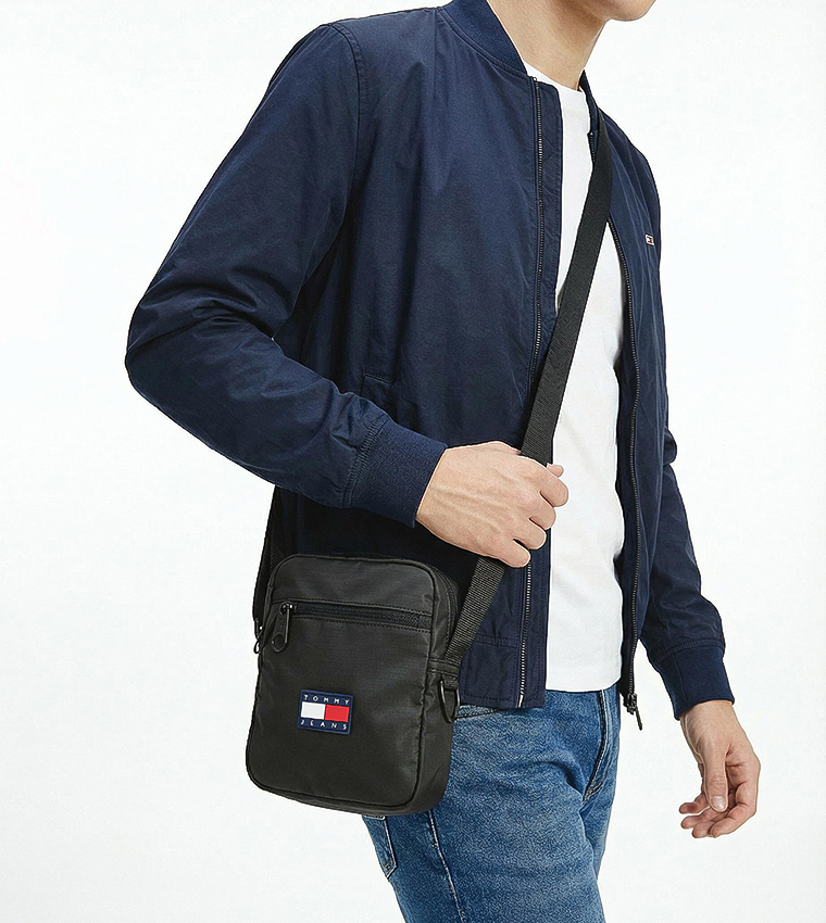 Flag Detail Zippered Reporter Bag