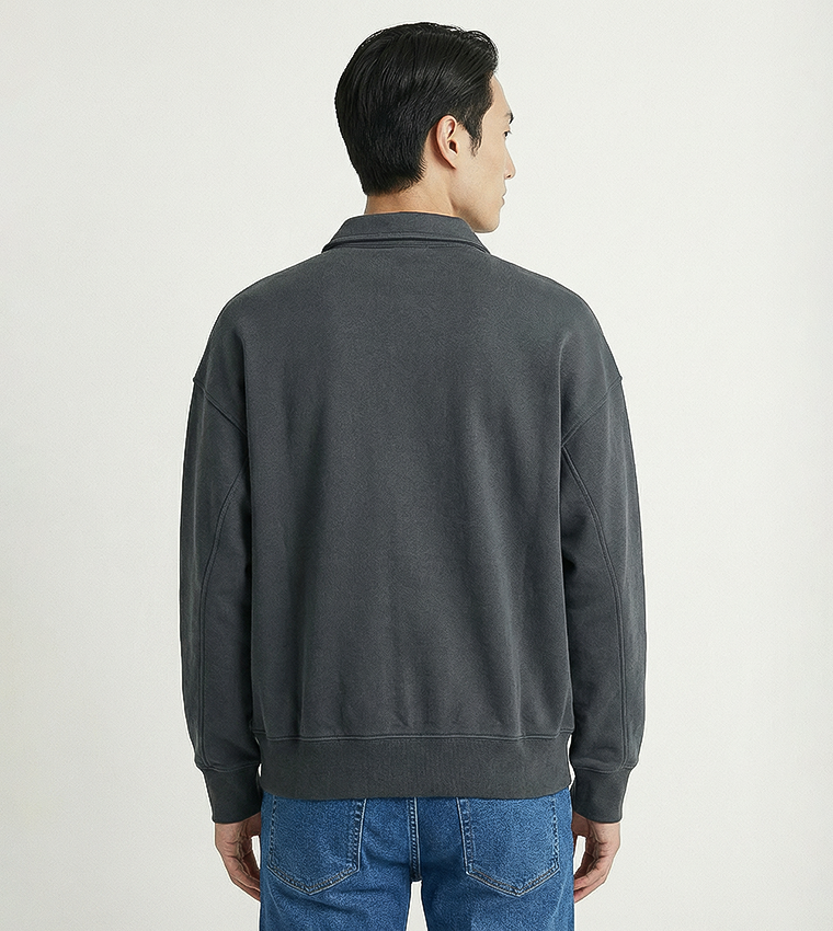 Label Detail Collared Bomber Jacket