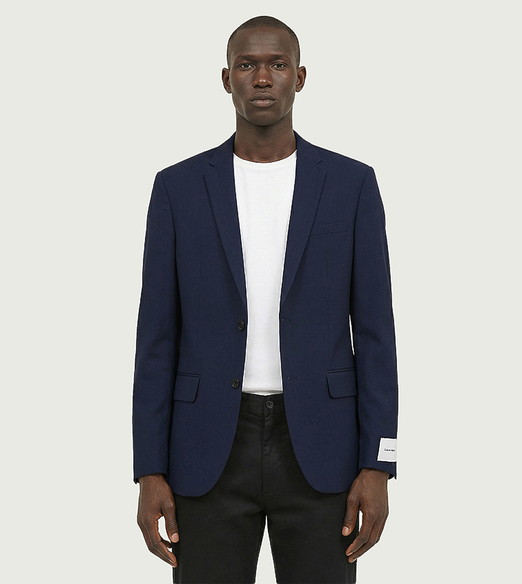 Solid Single Breasted Italian Wool Blazer