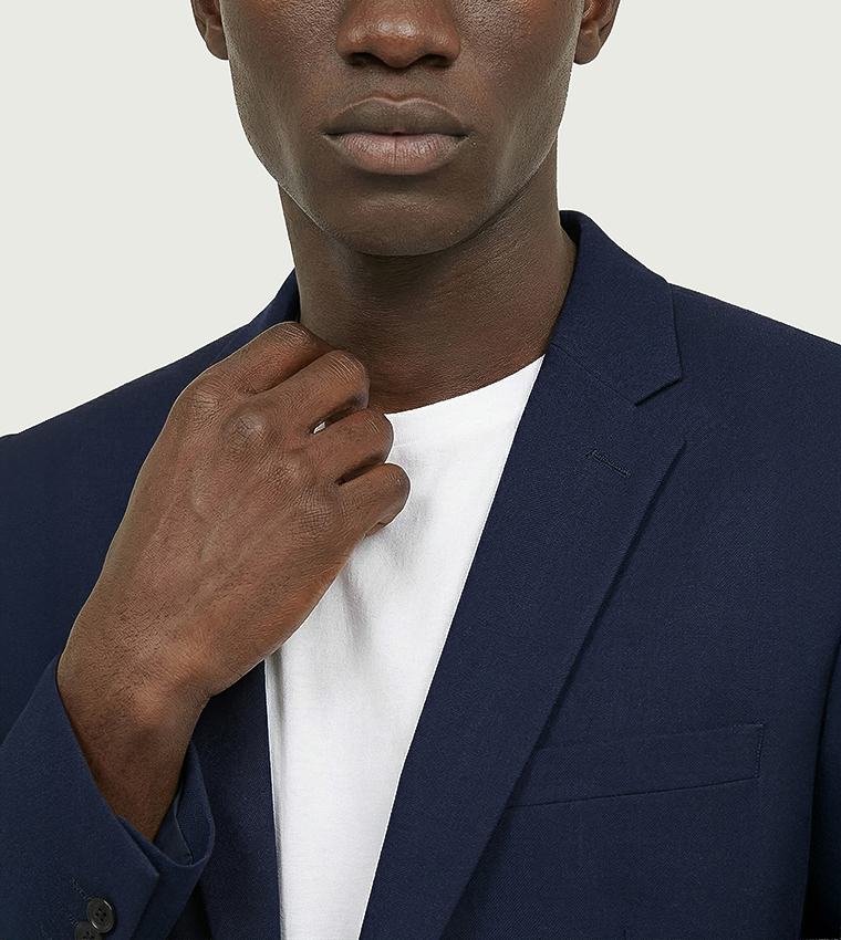 Solid Single Breasted Italian Wool Blazer
