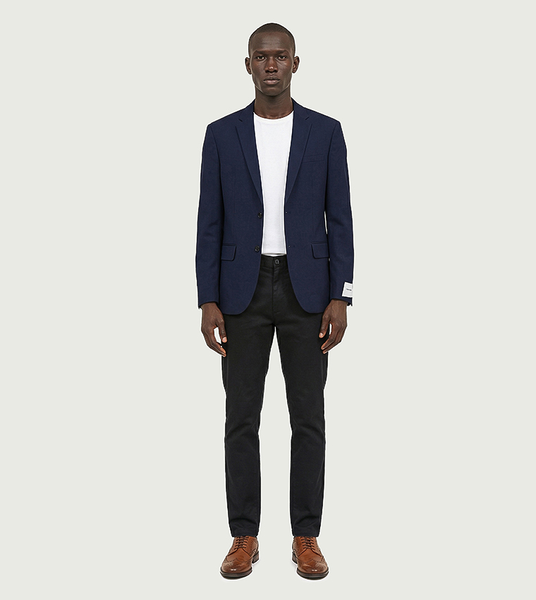 Solid Single Breasted Italian Wool Blazer