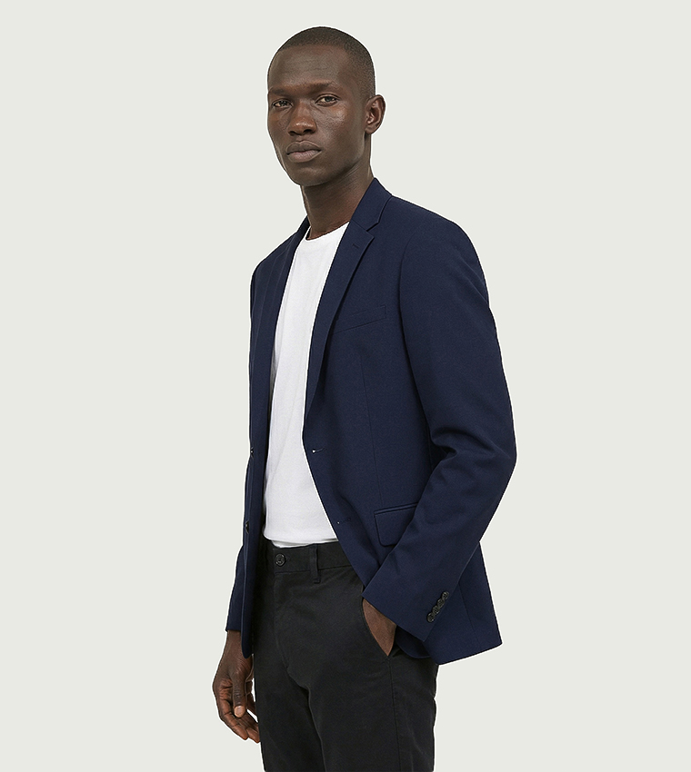 Solid Single Breasted Italian Wool Blazer