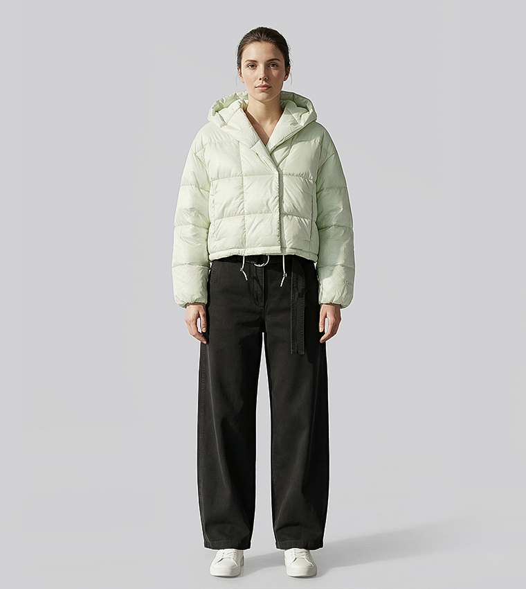 Solid Zip Hooded Jacket