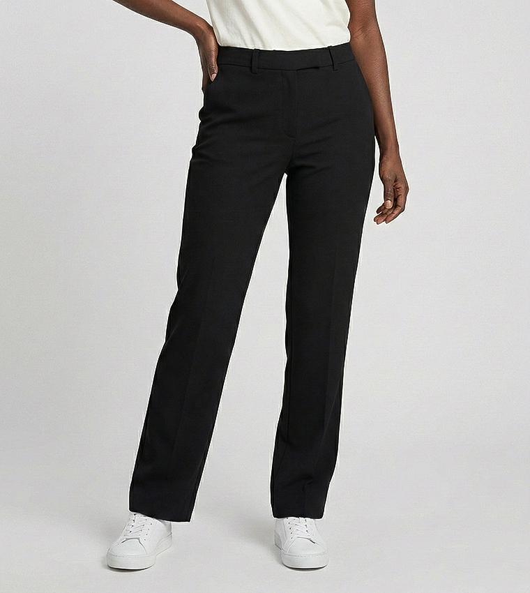 Solid Straight Fit Trousers