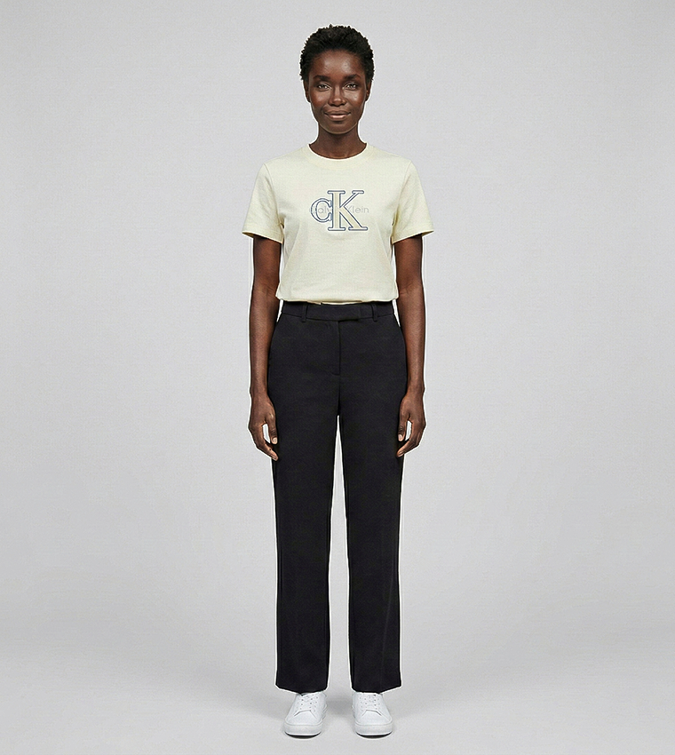 Solid Straight Fit Trousers