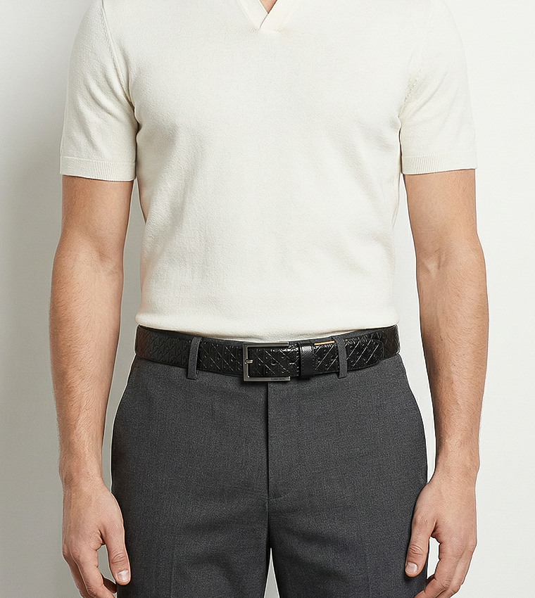 Monogram Debossed Buckle Belt