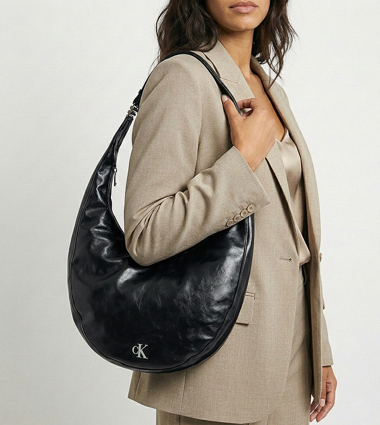 Textured Buckle Convertible Shoulder Bag