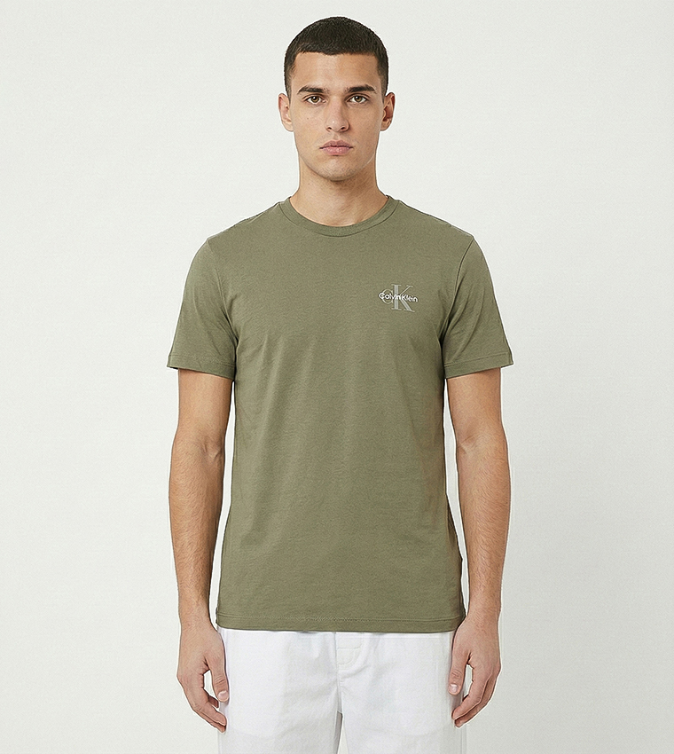 كالفن كلاين جينز  تيشيرتات بياقة دائرية  - زيتي  Round Neck T-Shirts