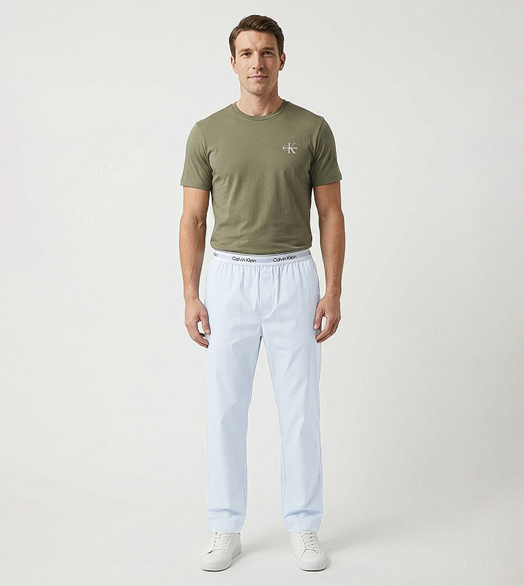 بنطلون نوم بخصر مرن بشعار