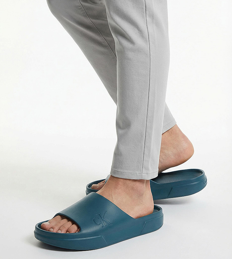 Logo Embossed Open Toe Slides