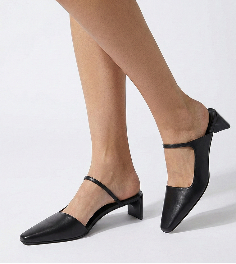 Square Toe Low Heel Pumps