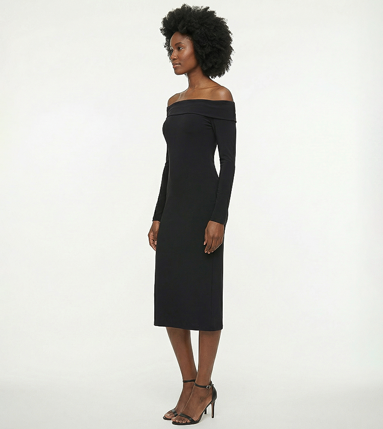 calvin klein off the shoulder maxi dress Calvin Klein Cobalt Blue Ponte Off Shoulder