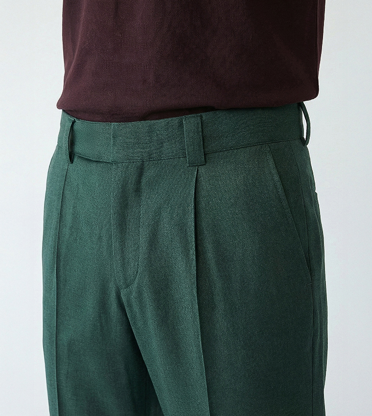 Solid Straight Fit Trousers