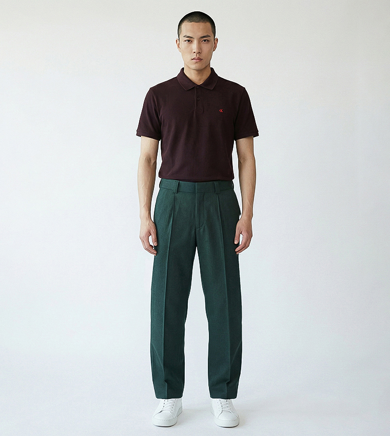 Solid Straight Fit Trousers