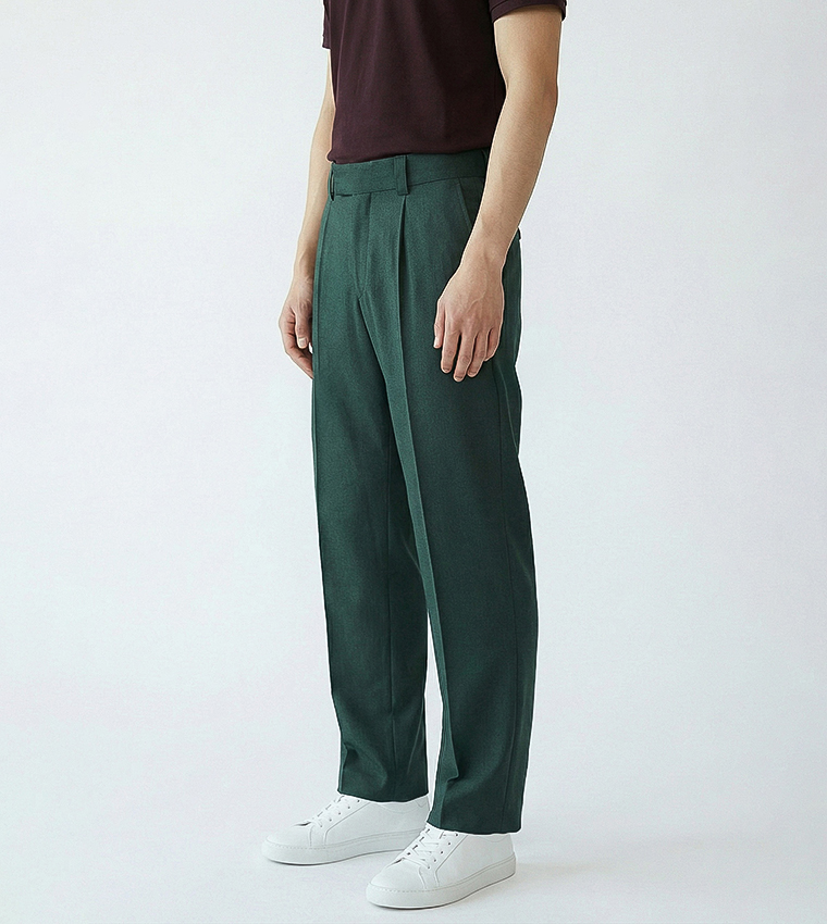 Solid Straight Fit Trousers
