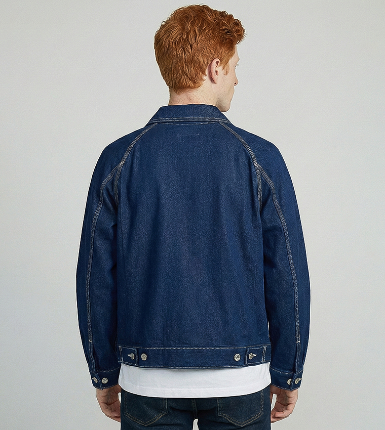 Solid Button Closure Denim Jacket