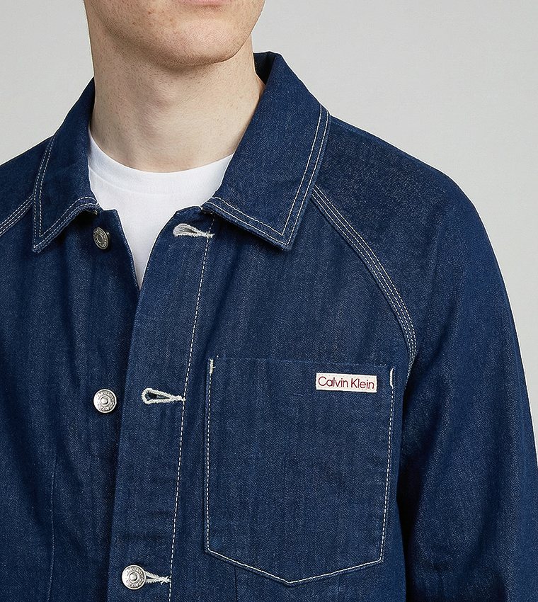 Solid Button Closure Denim Jacket
